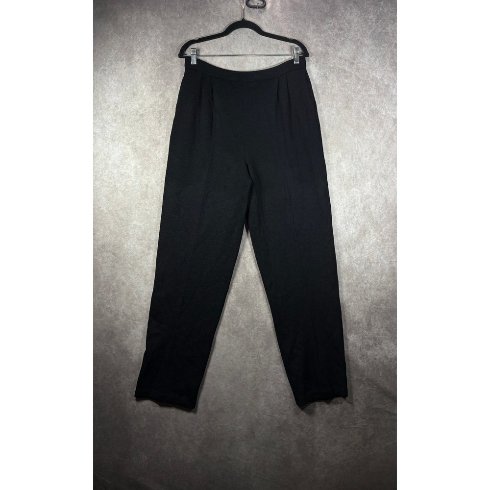 St John Pants Womens 8 Black Basics Marie Gray Santana Knit Pleated High Rise